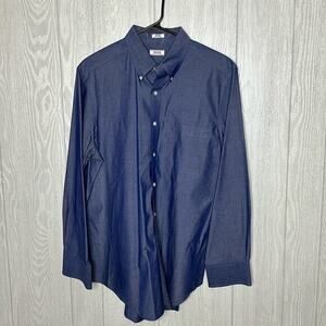 Izod Dark Wash Button front Dress‎ shirt Easy Care 100% cotton 16